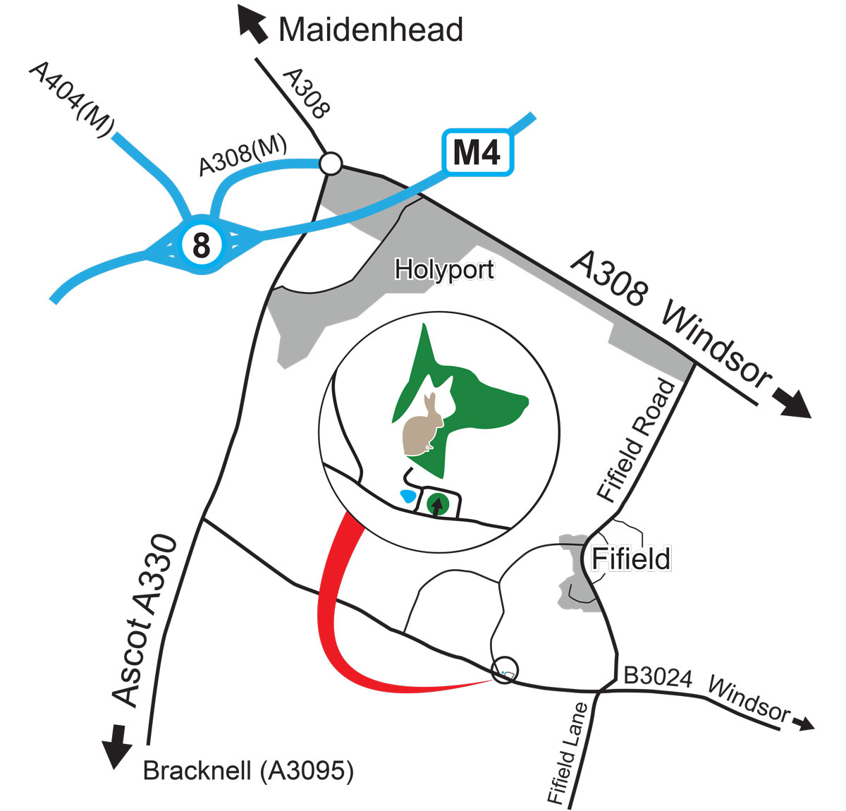 Map showing directions to Kelperland Surgical Referrals near Maidenhead